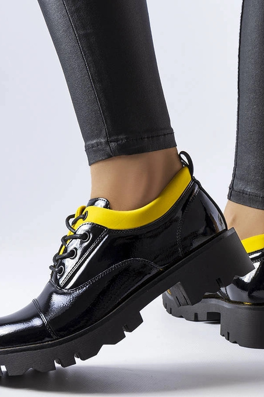Zapatos de charol negro-amarillo,...