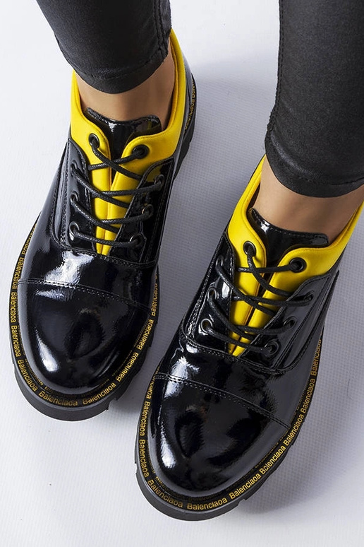 Zapatos de charol negro-amarillo,...