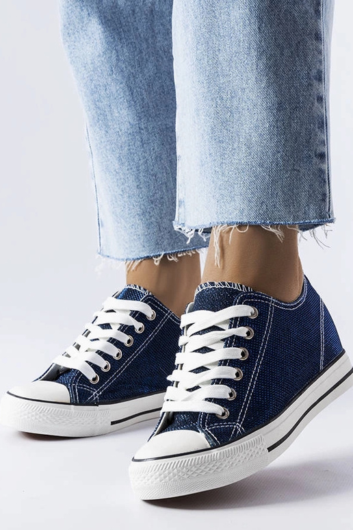 Zapatillas de cuña con purpurina azul...