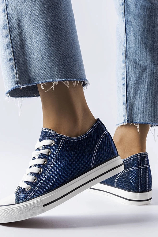 Zapatillas de cuña con purpurina azul...