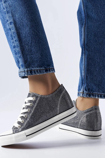 Zapatillas de cuña Crete con purpurina negra