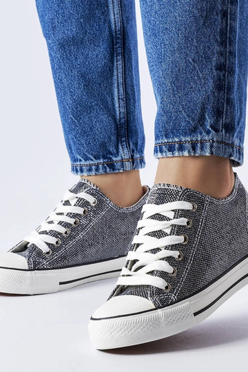 Zapatillas de cuña Crete con purpurina negra 2