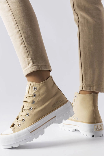 Zapatillas deportivas altas para mujer Big Star beige LL274160 2