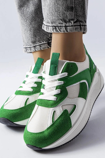 Zapatillas deportivas verdes de materiales combinados Riel