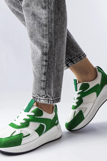 Zapatillas deportivas verdes de materiales combinados Riel 2