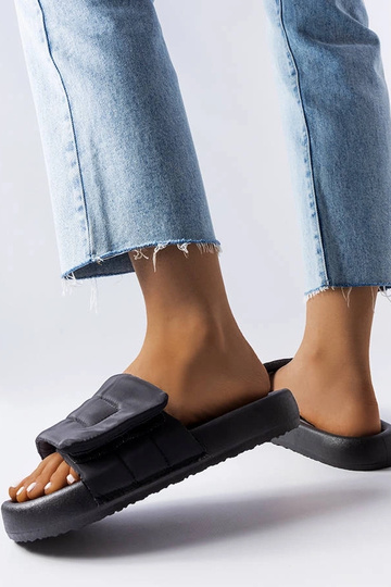 Chanclas negras con velcro, "Aleron" 2
