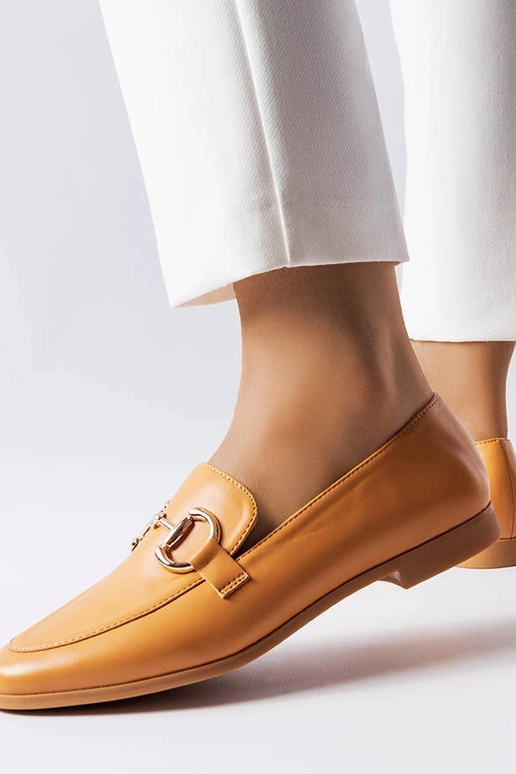 Mocasines marrones con tacón plano,...