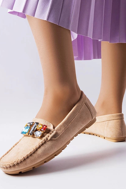 Mocasines beige con plantilla de piel...