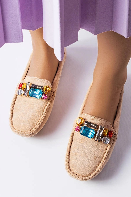 Mocasines beige con plantilla de piel...