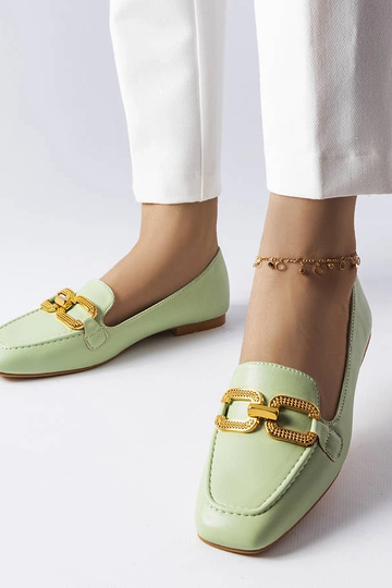Mocasines verdes con hebilla Rousseau
