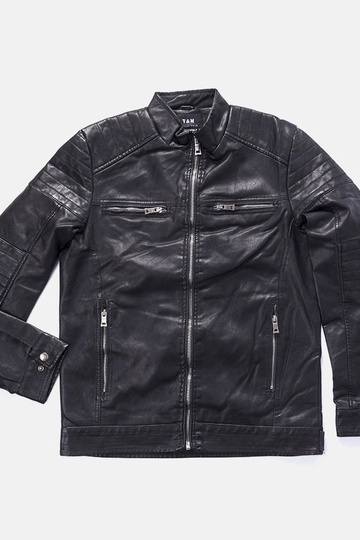 Chaqueta de piel sintética negra para hombre de Guertin