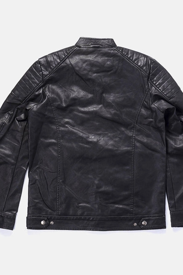 Chaqueta de piel sintética negra para hombre de Guertin 2