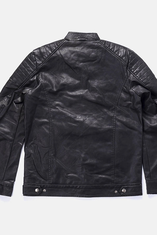 Chaqueta de piel sintética negra para...