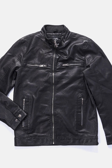 Chaqueta de piel sintética negra para hombre de Leverett