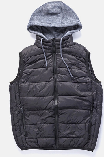 Chaleco negro de hombre con capucha tipo sudadera Avar 2