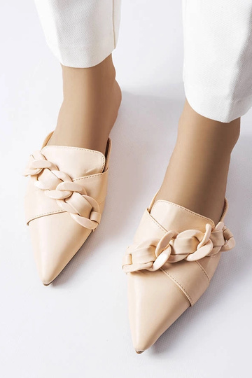 Chanclas elegantes de cadena Patenaude en color beige