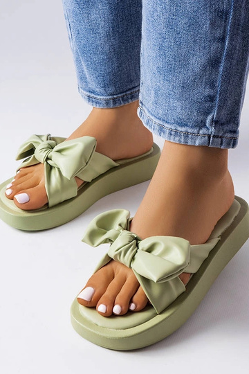 Chanclas de plataforma verdes con lazo Edvard