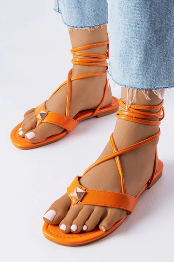 Sandalias con cordones color naranja Marleau