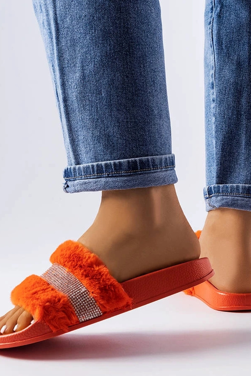 Chanclas naranjas con circonitas Carrito