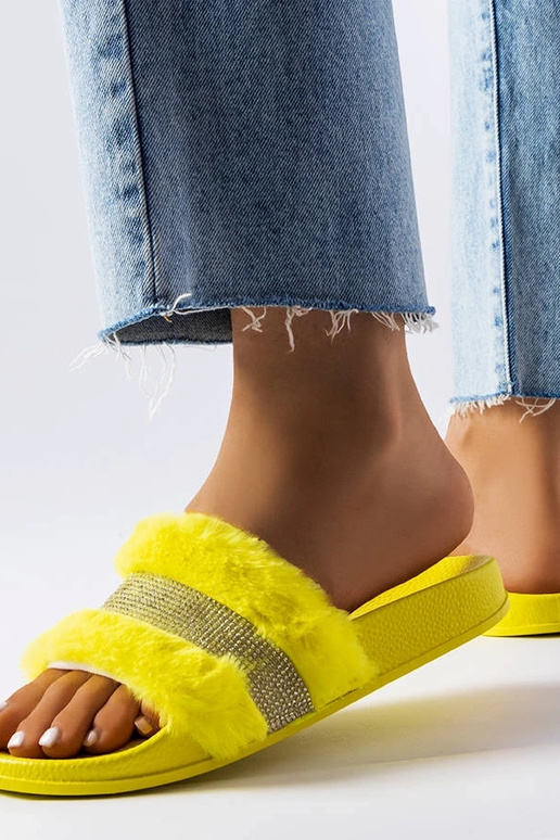 Chanclas de pelo amarillo con...