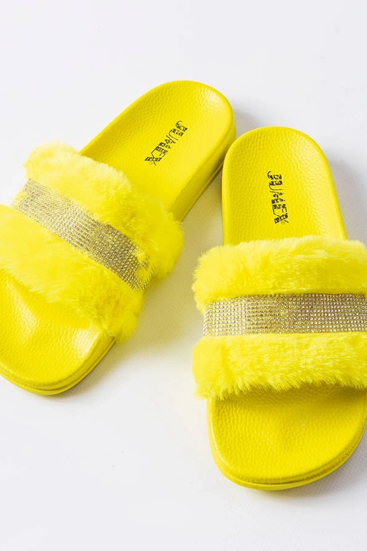 Chanclas de pelo amarillo con...
