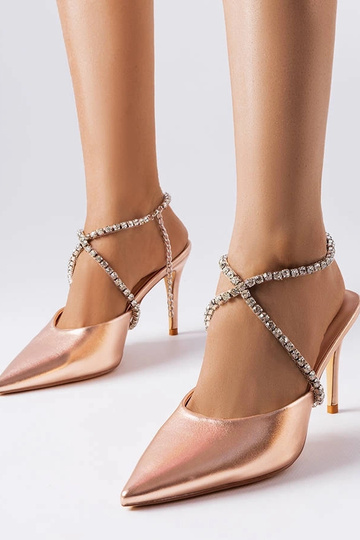 Mules de tacón alto Gold...