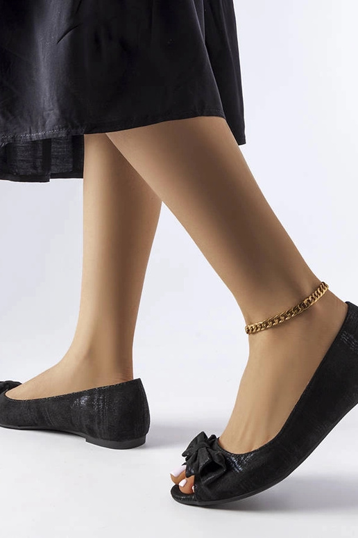 Bailarinas negras metalizadas con... Bailarinas negras metalizadas con...