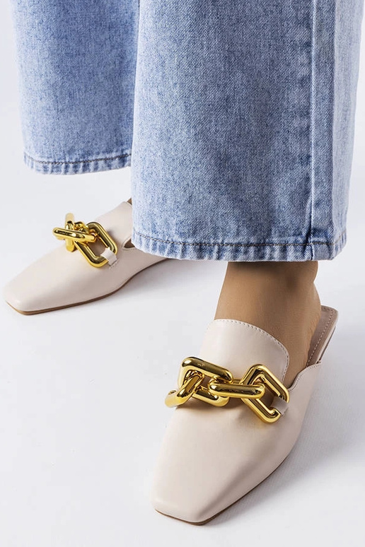 Sandalias con cadena de nogal beige