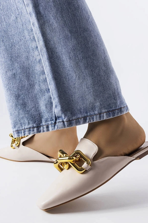 Sandalias con cadena de nogal beige