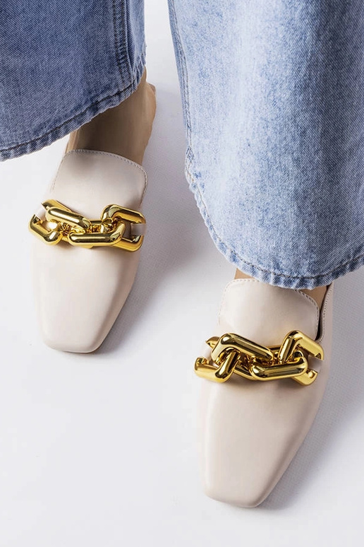 Sandalias con cadena de nogal beige