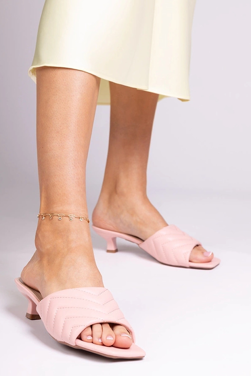 Zapatillas rosas de tacón bajo, "Launay"