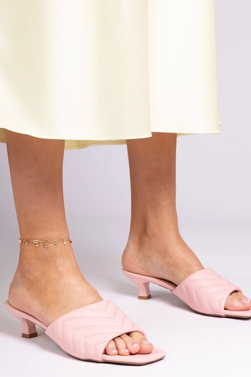 Zapatillas rosas de tacón bajo, "Launay"