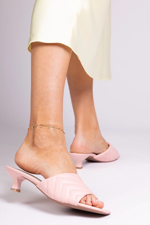 Zapatillas rosas de tacón bajo, "Launay"