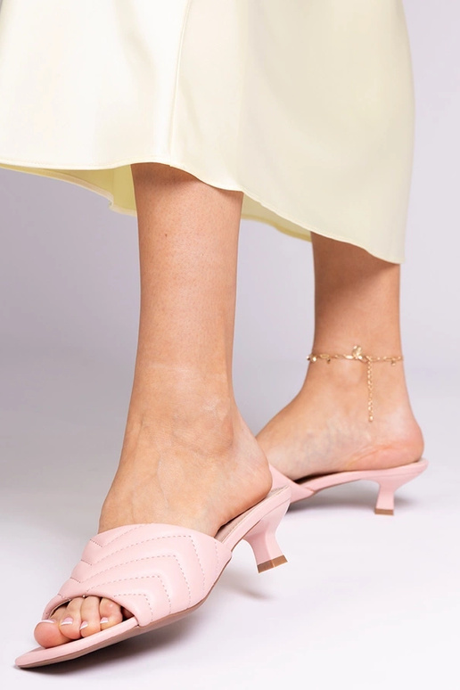 Zapatillas rosas de tacón bajo, "Launay"