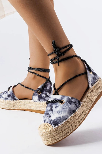 Alpargatas negras de plataforma con cordones y estilo Duffet 2