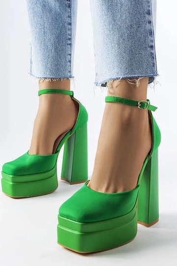 Tacones verdes altos con plataforma, "Romines"
