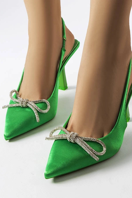 Tacones altos verdes con lazo Wildrose