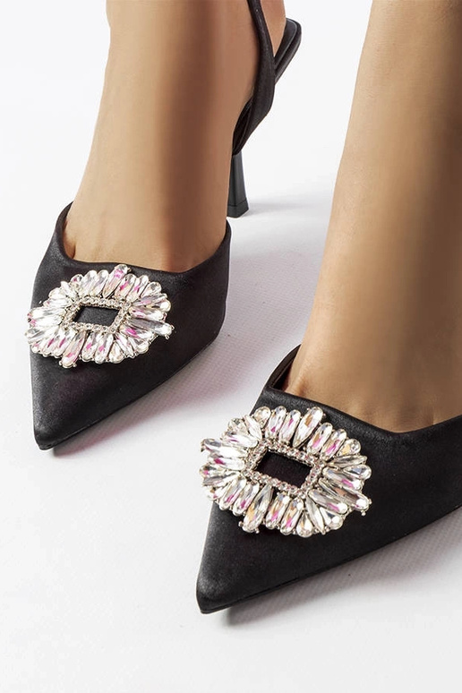 Tacones negros con diamantes de...