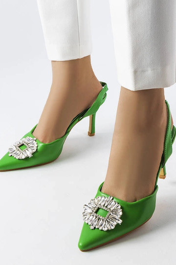 Tacones de pedrería verde Moïse