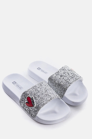 Chanclas para niños Boncoeur con purpurina gris