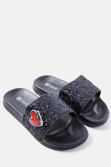 Chanclas Boncoeur para niños con purpurina negra