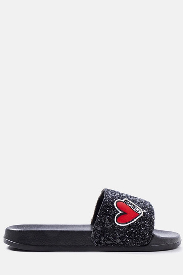 Chanclas Boncoeur para niños con purpurina negra 2