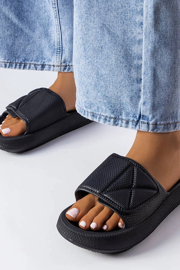 Chanclas negras de mujer con suela gruesa y parte superior ajustable Fabrice