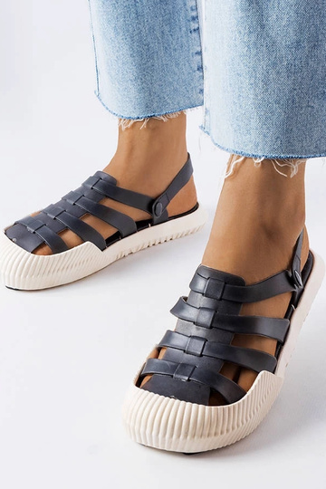 Sandalias Canton de goma negra 2