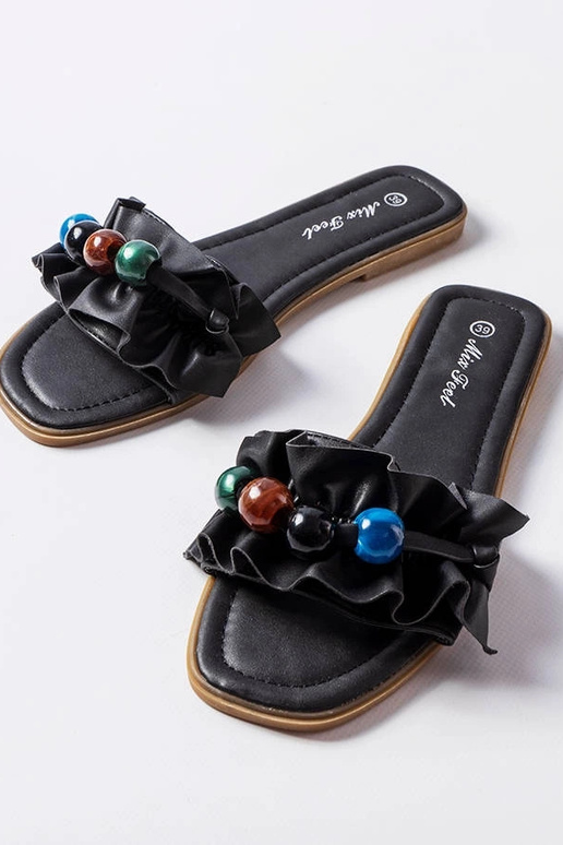 Mules fruncidos negros Fortier