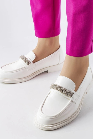 Mocasines blancos decorados con pedrería Montreal