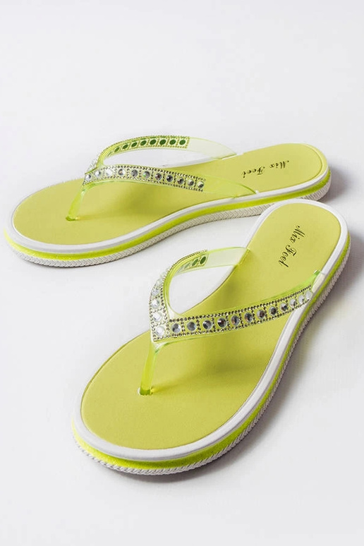 Chanclas con circonitas verde neón...