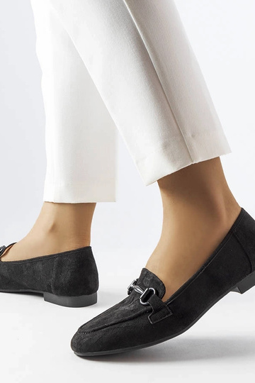 Mocasines de mujer de ante negro con hebilla Hinkle 2