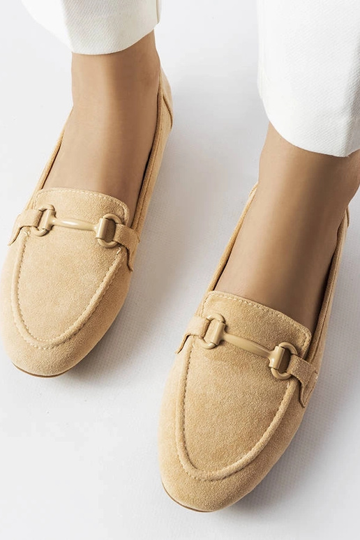Mocasines de mujer de ante beige con...