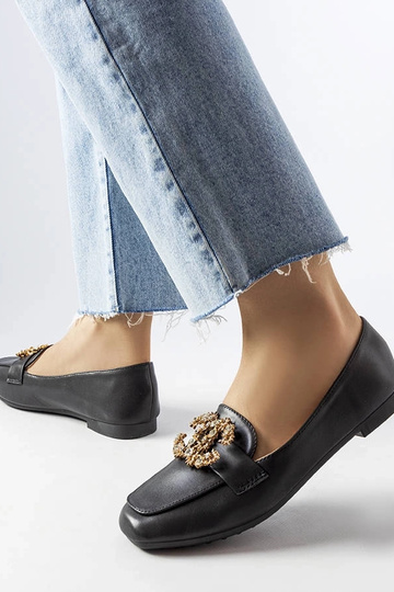 Mocasines de mujer en piel negros con circonitas Neuer